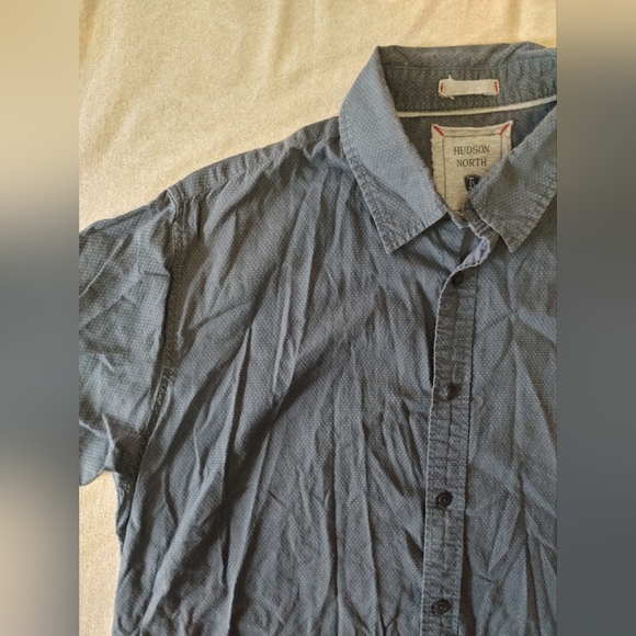 HUDSON NORTH 100% Cotton Short Sleeve Button Down Shirt Size Large - Picture 5 of 6